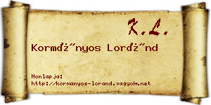 Kormányos Loránd névjegykártya