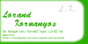 lorand kormanyos business card